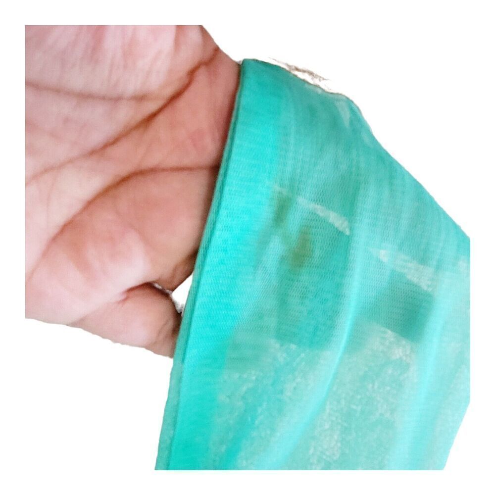 Beautiful Turquoise Blue And Gold Girls Dress Hand Embroidered Front Net Sleeves - Picture 8 of 11